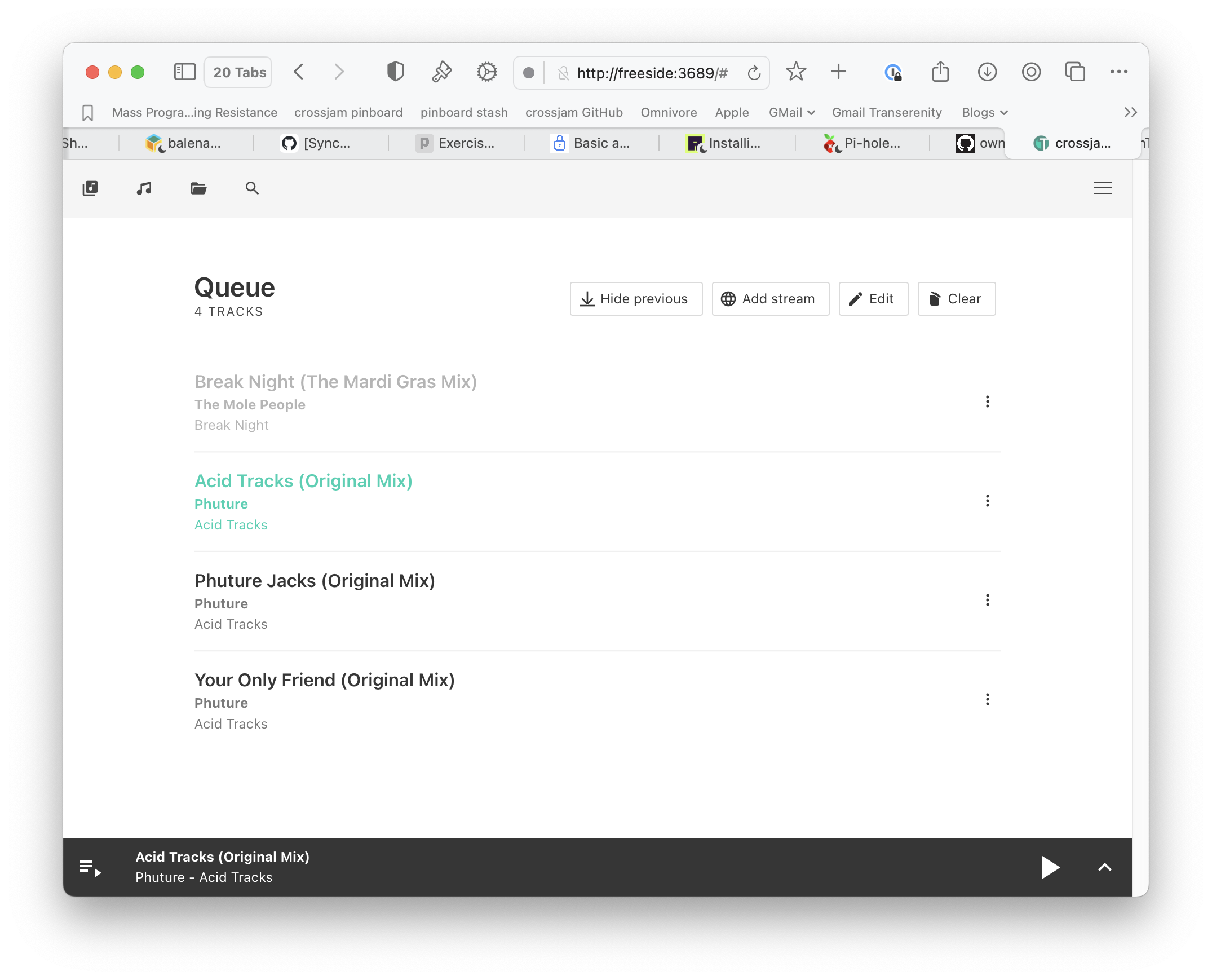 crossjam’s OwnTone server dashboard